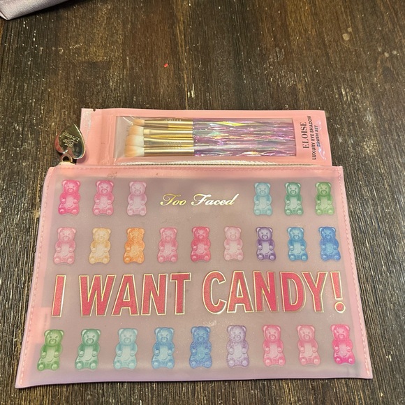 Too Faced Other - NIP Eloise eye shadow brushes & Too Faced “I Want Candy” make up bag